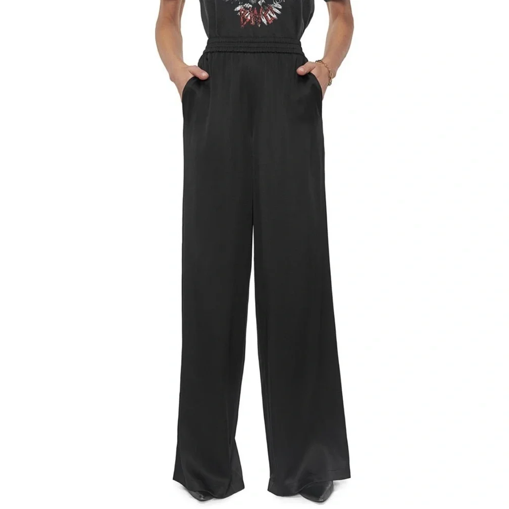 Anine Bing Romy Wide Leg Silk Pants MEDIUM, Never Worn, Orig $300 - Picture 1 of 11